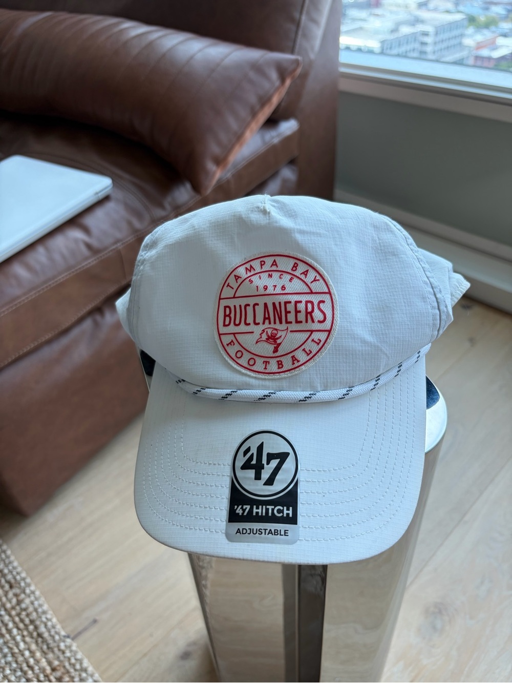 '47 Tampa Bay Buccaneers White Visor Cap with Red Logo